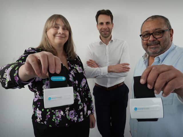 Kathrina Skinner (Waire Health), Mark Beaumont (Eos) and Dave Hurhangee (Waire Health). Picture: Stewart Attwood
