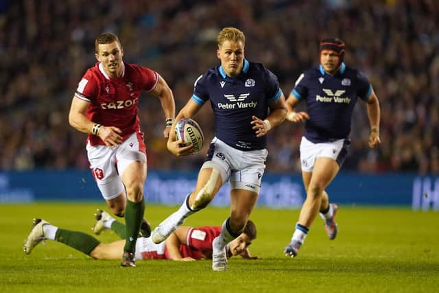 Scotland's Duhan van der Merwe in full flow during the impressive 35-7 win over Wales. Picture: Andrew Milligan/PA Images