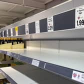 Empty egg shelves in a Lidl store. Picture: Joe Giddens/PA Wire