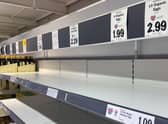 Empty egg shelves in a Lidl store. Picture: Joe Giddens/PA Wire