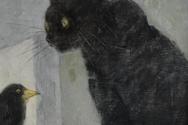 Cat and Blackbird, by Joyce Gunn Cairns