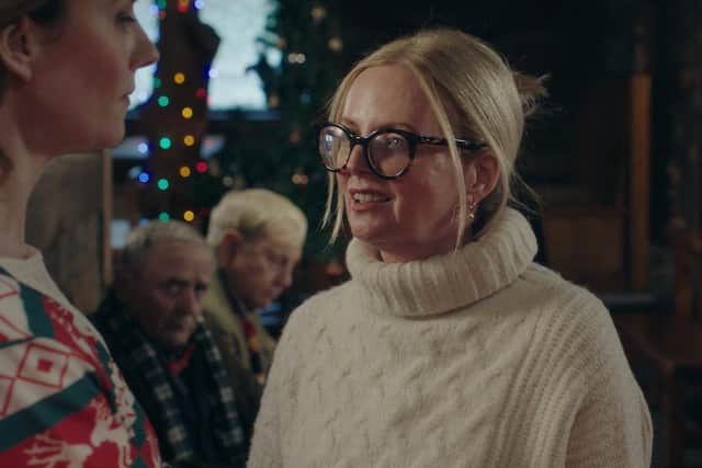 Clare Grogan as Anna, gives Jen, played by Natalie Clark, a chilly reception in Lost at Christmas.