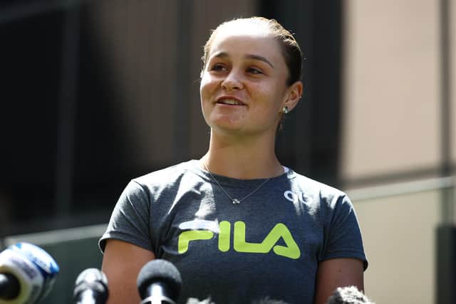 Ash Barty speaks to the media during a press conference at the Westin in Brisbane, Australia after announcing her retirement from tennis on Wednesday at age 25 and ranked number one in the world. (Photo by Chris Hyde/Getty Images)