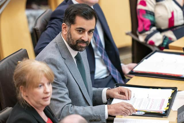 First Minister Humza Yousaf during First Minister's Questions (FMQs) in the main chamber of the Scottish Parliament in Edinburgh.