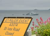 The offshore naval vessel HMS Tamar patrols off St Ives, Cornwall ahead of the G7 summit of world leaders, which starts today. PIC: Getty.