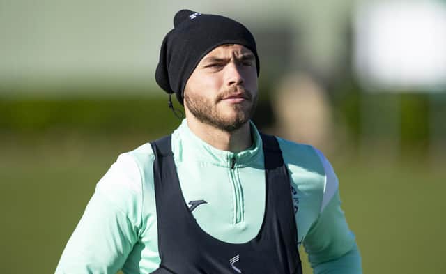 Ryan Porteous during a Hibs training session ahead of Saturday's match against Celtic.
