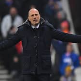 Rangers' Belgian manager Philippe Clement gestures on the touchline during the 1-1 draw against Aris.