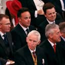 TV presenters Anthony McPartlin and Declan Donnelly gather at Westminster Abbey in central London. Picture: Phil Nobile/AFP via Getty Images