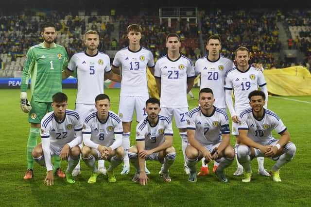 Scotland players line up for a team photograph prior to the 0-0 draw with Ukraine in Krakow. (Photo by Adam Nurkiewicz/Getty Images)