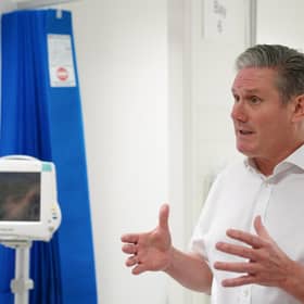 Labour leader Sir Keir Starmer during a visit to St James' University Hospital in Leeds last month. Photo: Joe Giddens/PA Wire