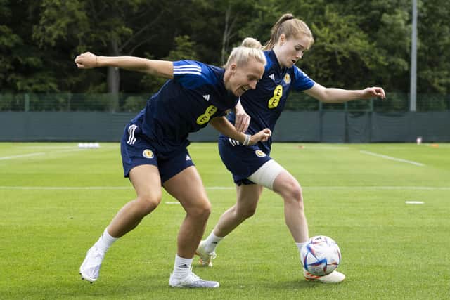 Amy Rodgers, right, and her Scotland team-mates face Northern Ireland in Dundee on Friday.