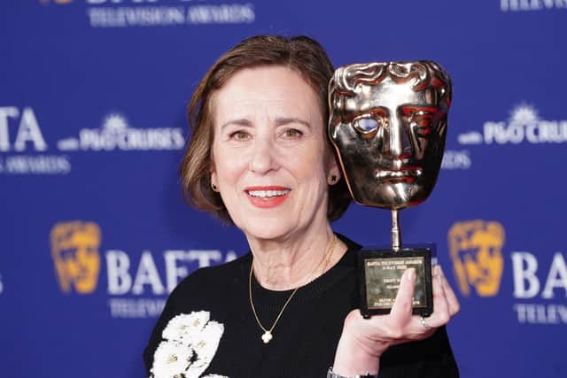 Kirsty Wark with the Fellowship Award during the 2025 BAFTA Television Awards. Picture: Ian West/PA Wire