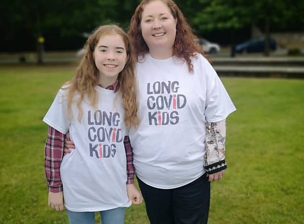 Tracy McMullen and daughter Eva, whose brother Jonathan is bedbound with long covid