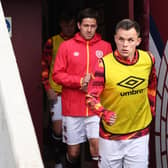 EDINBURGH, SCOTLAND - NOVEMBER 25: Hearts' Lawrence Shankland before a cinch Premiership match between Heart of Midlothian and St Johnstone at Tynecastle Park, on November 25, 2023, in Edinburgh, Scotland. (Photo by Roddy Scott / SNS Group)