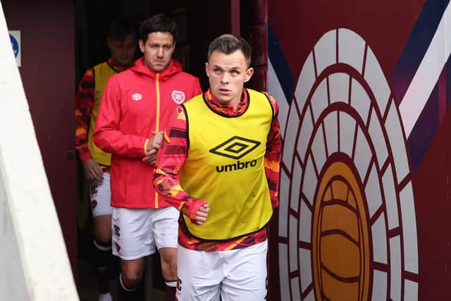EDINBURGH, SCOTLAND - NOVEMBER 25: Hearts' Lawrence Shankland before a cinch Premiership match between Heart of Midlothian and St Johnstone at Tynecastle Park, on November 25, 2023, in Edinburgh, Scotland. (Photo by Roddy Scott / SNS Group)
