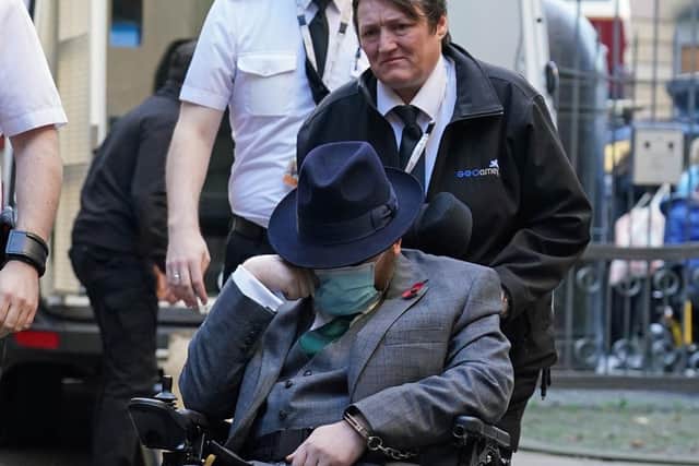 The defendant in the Nicholas Rossi extradition case, who has claimed to be Arthur Knight, arrives at Edinburgh Sheriff And Justice Of The Peace Court. Picture: PA