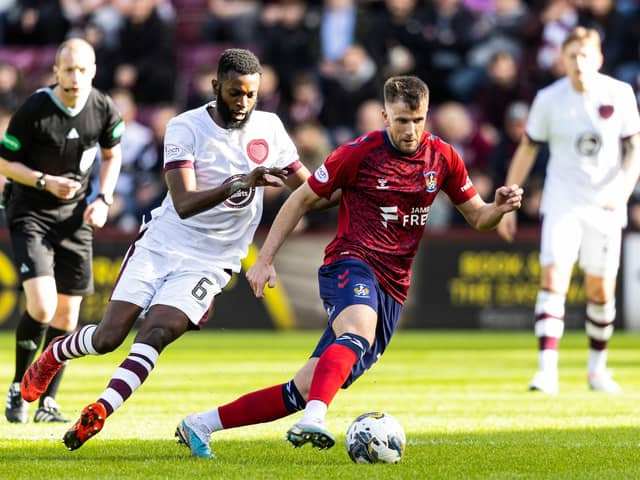 Hearts' Beni Baningime and Kilmarnock's Liam Polworth in action during Saturday's 1-1 draw at Tynecastle.