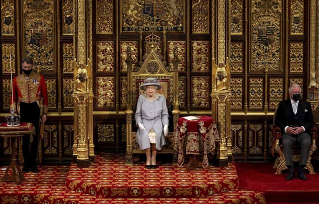 Britain's Queen Elizabeth II before delivering a speech in the House of Lords during the State Opening of Parliament at the Palace of Westminster in London. Picture: Chris Jackson/Pool via AP