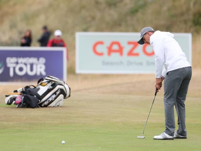 Grant Forrest putts on the  ninth green on day two of the Cazoo Classic at Hillside. Picture: Warren Little/Getty Images.