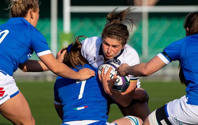 Helen Nelson in action for Scotland during the Women's Six Nations match against Italy at Scotstoun in April. Picture: Ross MacDonald/SNS