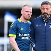 Kilmarnock manager Derek McInnes (R) and Chris Burke. (Photo by Ross MacDonald / SNS Group)