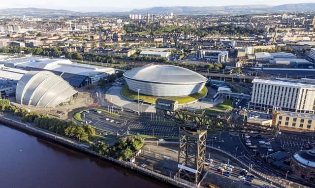 The Armadillo, Exhibition Halls and SSE Hydro, on the Scottish Event Campus alongside the River Clyde in Glasgow, which will host the UN Climate Change Conference of the Parties (Cop26) next month.