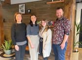 Sam Bennett, operations director, The Translation People; and Olivia Andrew, project manager; Abbie Walters, project manager; Rhys Stevenson, senior project manager, Sure Languages.