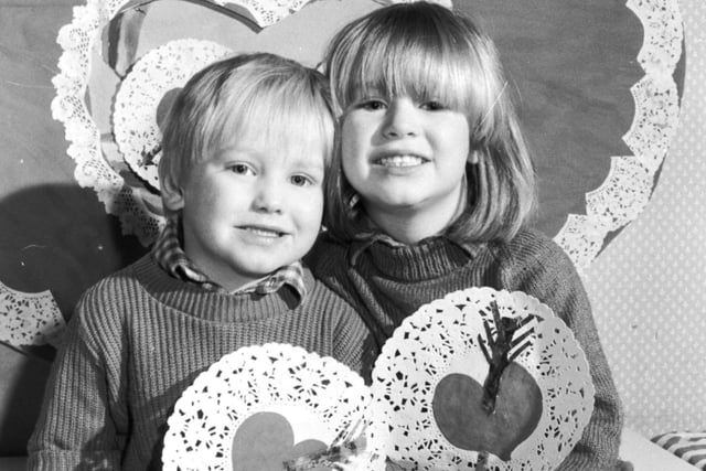 Toddlers Andrew Crossland and Catriona Morse enjoy Valentine's Day at Edinburgh's Royal Mile Nursery School in 1988.
