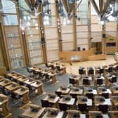 The Debating Chamber of the Scottish Parliament in Edinburgh - opened in 2004.