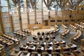 The Debating Chamber of the Scottish Parliament in Edinburgh - opened in 2004.