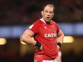 Wales player Alun Wyn Jones looks on during the Six Nations Rugby match between Wales and Ireland at Principality Stadium on February 04, 2023 in Cardiff, Wales.