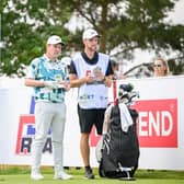 Bob MacIntyre mulls over a tee shot at the 18th with caddie Greg Milne during the D+D Real Czech Masters at Albatross Golf Resort in Prague. Picture: Octavio Passos/Getty Images.