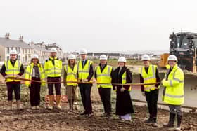 The Duke of Fife cutting the ribbon with reps of Places for People. (Pic: Niall Hastie)