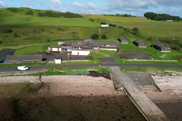 An aerial view of the former national watersports centre and surrounding area on Great Cumbrae, which has been put up for sale.