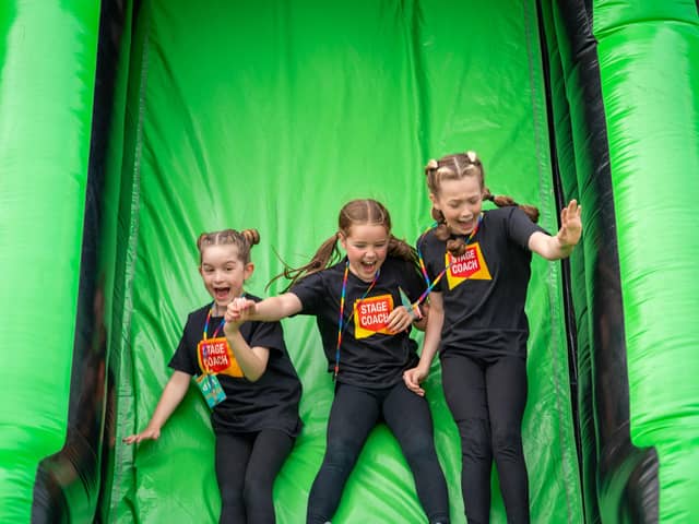 Stagecoach Edinburgh students enjoying the Bouncy Slide