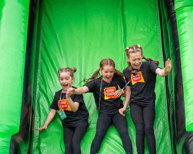 Stagecoach Edinburgh students enjoying the Bouncy Slide