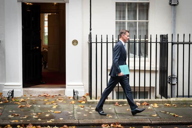 Chancellor of the Exchequer Jeremy Hunt leaves 11 Downing Street, London, for the House of Commons to deliver his autumn statement. Picture: Stefan Rousseau/PA Wire