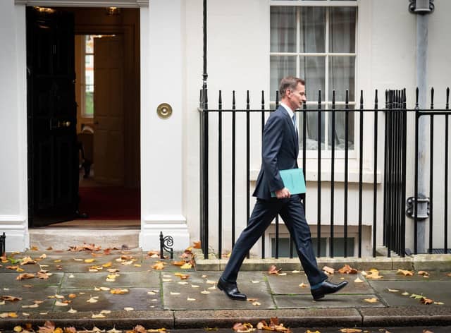 Chancellor of the Exchequer Jeremy Hunt leaves 11 Downing Street, London, for the House of Commons to deliver his autumn statement. Picture: Stefan Rousseau/PA Wire