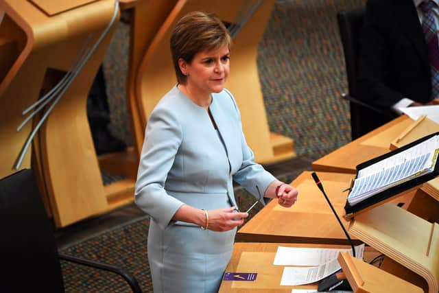 First Minister Nicola Sturgeon during First Minister's Questions at the Scottish Parliament in Holyrood, Edinburgh.