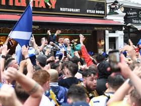 Scottish fans gather in Leicester Square in central London