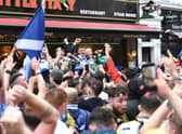 Scottish fans gather in Leicester Square in central London