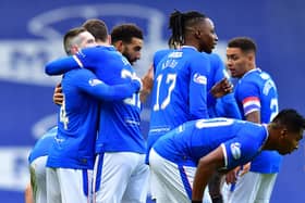 Rangers celebrate Ryan Kent's opener