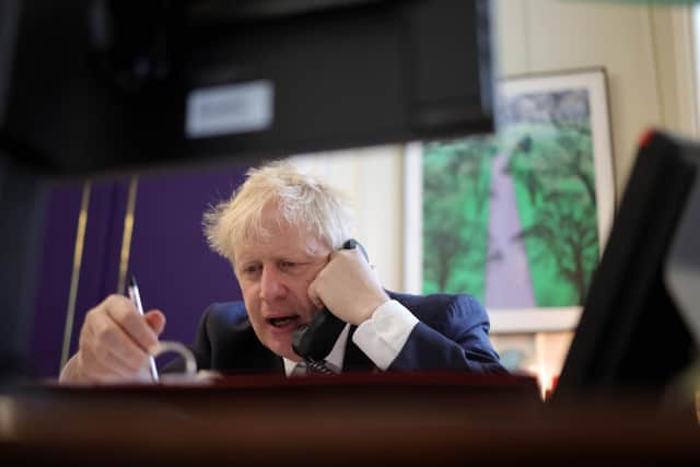 Boris Johnson speaks on the phone with the Ukrainian President Volodymyr Zelensky