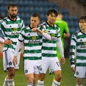 Celtic's Nat Phillips, Callum McGregor, Yang Hyun-Jun and Kyogo Furuhashi look glum after the loss at Kilmarnock.