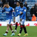 Rangers' James Tavernier (left) and Fashion Sakala appear dejected after the cinch Premiership draw with Livingston at Ibrox.