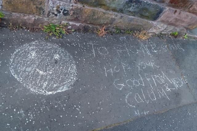 A street greeting to raise a smile in Glasgow.