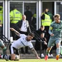 Celtic defender Stephen Welsh sports the armband as he marshalls Ayr United's George Oakley along with young teammates Kyle Ure (No 54) and Josh Dede (Photo by Rob Casey / SNS Group)