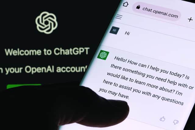 ChatGPT chat bot screen seen on smartphone and laptop display. Image: Adobe Stock