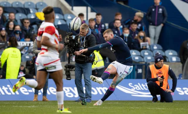 Scotland's Finn Russell was in fine form with the boot in the win over Japan.  (Photo by Ross Parker / SNS Group)