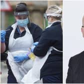 NHS staff carrying out testing at a drive-through centre and Dr Andrew Buist of British Medical Association Scotland pictured right picture: JPI Media